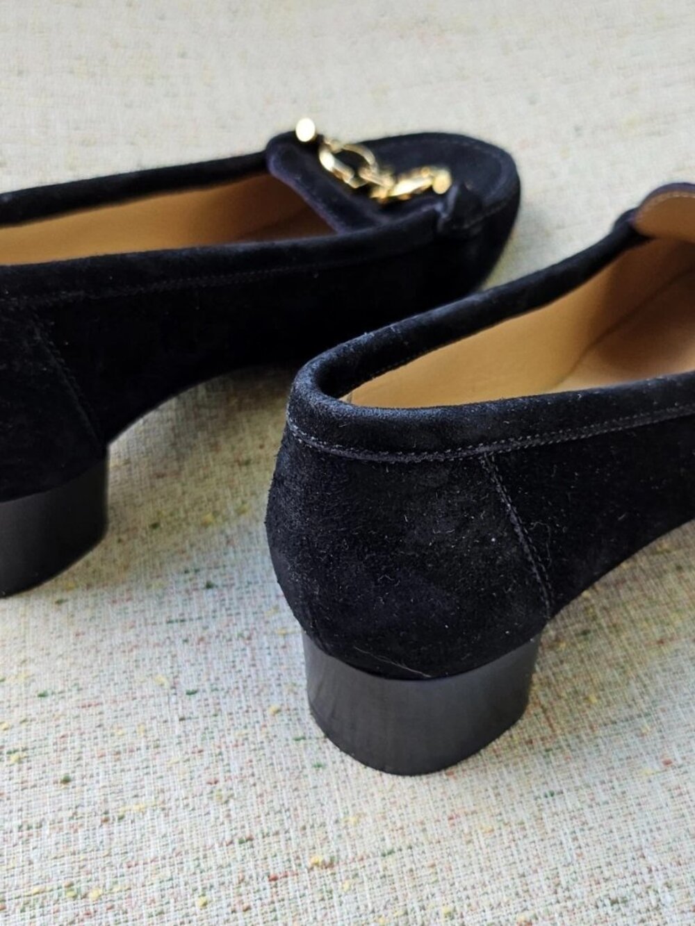 Vintage Salvatore Ferragamo Women Shoes Black Suede Leather Slip On Sz4.5 Italy - Picture 9 of 11